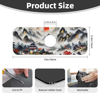 Chinese Sun Mountain Tower Garden Fashion Kitchen sink faucet pad, strong water
