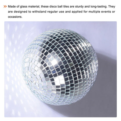 MECCANIXITY 750Pcs Mirror Mosaic Tiles, 10 x 10mm Square Glass Tiles Self-Adhesive Small Mirrors for Crafts, 3D Background Wall, DIY, Disco Light Ball (Silver)