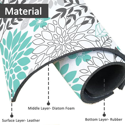 15" X 5.5" Kitchen Sink Splash Guard Faucet Mat Floral Super Absorbent Fast