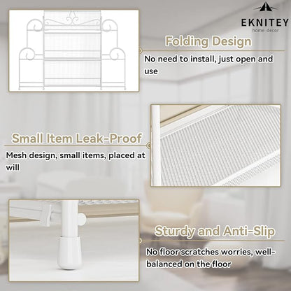 EKNITEY 3-Tier Bathroom Organizer - Sink Organizer Spice Rack for Countertop Storage, White (No Assembly)