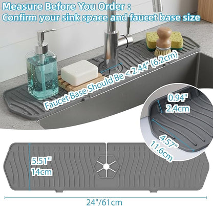 Silicone Faucet Handle Drip Catcher Drying Tray Mat Dish Soap Sponge Holder