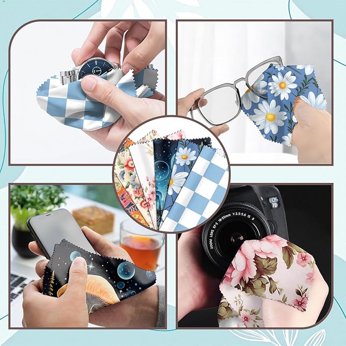 6 PCS Glasses Cleaning Cloth Eyeglass Lens Microfiber Cleaning Cloth Reusable