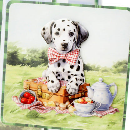 Katy Sue Designs Picnic Pups Die Cut Topper & Decoupage Collection. 4 Sheets of Dog-Themed Square Card Toppers & 4 Sheets of Matching Die Cut Decoupage Sheets for Card Making Supplies & Craft Supplies