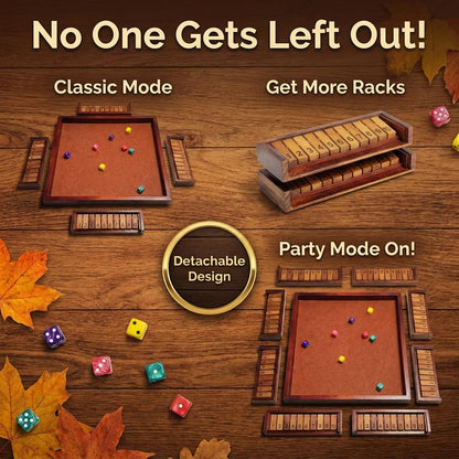 MoodLife Shut The Box Dice Game, Wooden 4 Player Board Game with Dice, Classic Family Tabletop Number Game for Kids Adults, Travel Pub Bar Party Game, Math Learning Gift