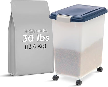 IRIS USA Airtight Dog Food Storage Container, Attachable Wheels,