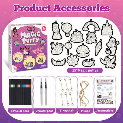 Dolanus Arts and Crafts Kits -3D Art Puffs Sponge Magic Painting, Birthday Gift for 4 5 6 7 8 9 Year Old Girl, Toys for Girls Ages 4-10, DIY Color & Inflate Activity, Travel & Creative Gifts
