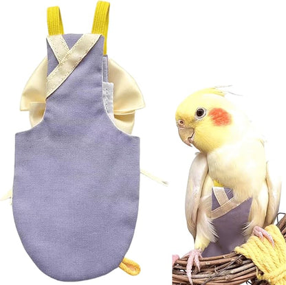 Bird Flight Suits Diapers, Parrot Flight Suits Diapers for Quaker Parakeets Cockatiels Conures Macaw African Grey, Bird Diaper, Parrot Clothes (Purple B,XL)