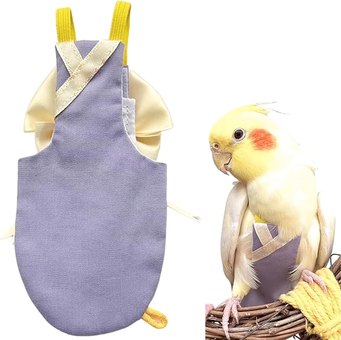 Bird Flight Suits Diapers, Parrot Flight Suits Diapers for Quaker Parakeets Cockatiels Conures Macaw African Grey, Bird Diaper, Parrot Clothes (Purple B,XS)