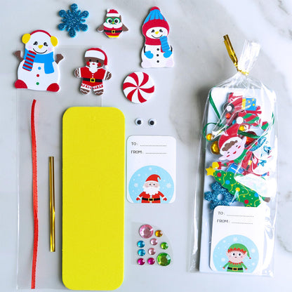Winlyn 36 Sets Christmas Craft Kits Winter Crafts DIY Holiday Bookmarks Ornaments Art Sets Snowman Reindeer Pine Tree Penguin Foam Stickers Arts and Crafts for Kids Classroom Activities Party Favors