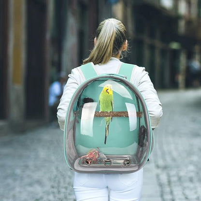 Bird Backpack, Bird Carrier Travel Cage with Perch, Portable Wildbird Carrier Bag, Parrot Parakeet Cockatiel Cage with Food Bowl & Stainless Steel Tray for Conures Budgie Canary Lovebirds Small Animal
