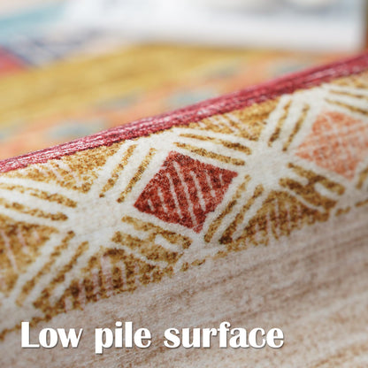 Puino 8x10 Washable Area Rug: Moroccan Large Neutral Boho Area Rug for Living Room & Bedroom Geometric Non-Slip Farmhouse Carpet for Living Room Colorful Stripe 8'x10'.
