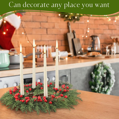 Kritkin Christmas Advent Wreath Ring DIY Candle Holder Traditional Catholic Christmas Decoration Set for Church Table Centerpiece Holiday Decorations Gift (Cypress)