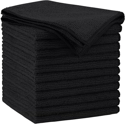AIDEA Microfiber Cleaning Cloth Black 12PK, Microfiber Towels