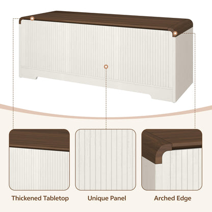 Homiflex Storage Chest, 47.2" Large Entryway Bench with Storage, Wooden Storage Chest for Bedroom w/Lift Top, Modern Blanket Chest with 2 Safety Hinges for Entryway Living Room Hallway, Off White