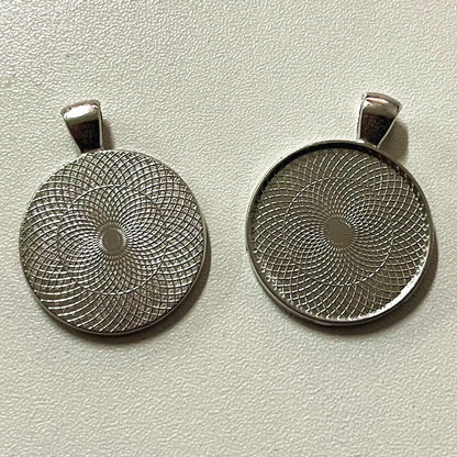 Hand-Made DIY Frame Pendant Tray Round Convex Tray Pendant, 100PCS Diameter 25 mm, Silver