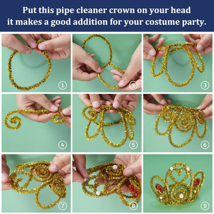 Pipe Cleaners, Pipe Cleaners Craft, Arts and Crafts, Crafts, Craft Supplies, Art Supplies (500 Golden Glitter Pipe Cleaners)…