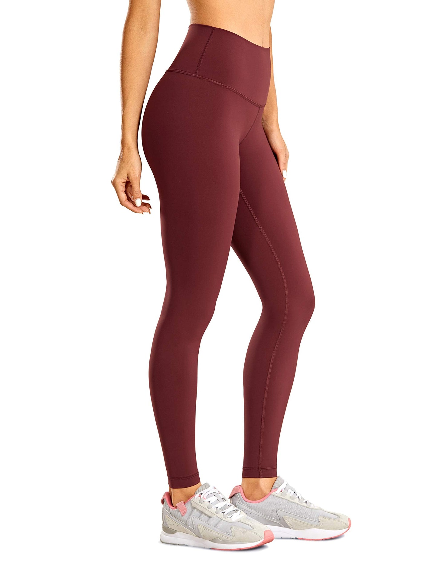 CRZ YOGA Women's Hugged Feeling Compression Leggings 28 Inches - High Waist Workout Leggings Noctilucence Red Small