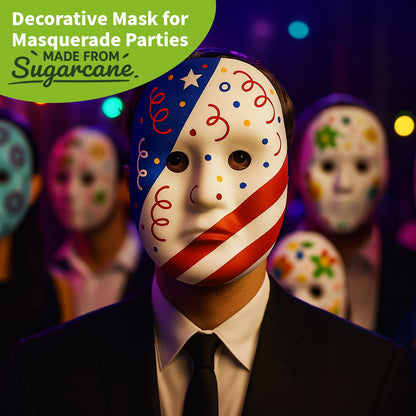 Lxins ECO Paper Mache Blank Full Face Masks for Crafts, 14 Pack Paintable White DIY Masks, Assorted 2 Styles for Art Projects, Classroom & Party Activities