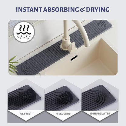 Stone Faucet Mat for Kitchen Sink，Super Absorbent Diatomite Fast Drying Stone