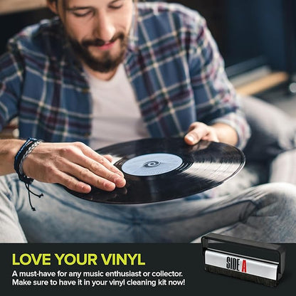 Side A Vinyl Record Brush with Soft Carbon Fibre Bristles, Anti-Static