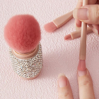 WOKOTO 4 in 1 White Diamond-Embellished Makeup Brushes