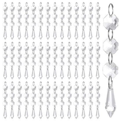 100 Pcs Acrylic Hanging Crystals for Centerpieces Icicle Chandelier Garland Beads Strands Ornaments Clear Teardrop Chandelier Crystals Pendant for Wedding Home Garden Outdoor Christmas Tree Decor