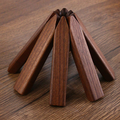 Wooden Tree Trivets for Hot Dishes, Tree Coasters Set for Hot Pot, Bowl, Teapot – 3 Wood Trivets + 1 Stand (Black Walnut, Color Box)