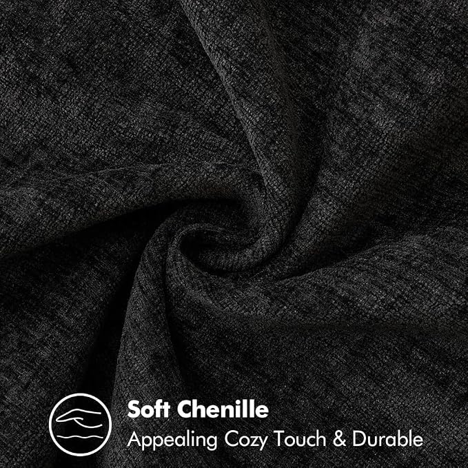 MIULEE Pack of 2 Couch Throw Pillow Covers 18x18 Inch Black Farmhouse Decorative Pillow Covers with Stitched Edge Soft Chenille Solid Dyed Pillow Covers for Sofa Bed Living Room