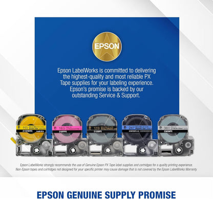 Epson LABELWORKS 209IBYPX-5PK Genuine PET (Polyester) Tape Cartridge - Black on Yellow Label Maker Tape, Strong Adhesive - 3/8" (9MM) Wide, 30' - 5 Pack
