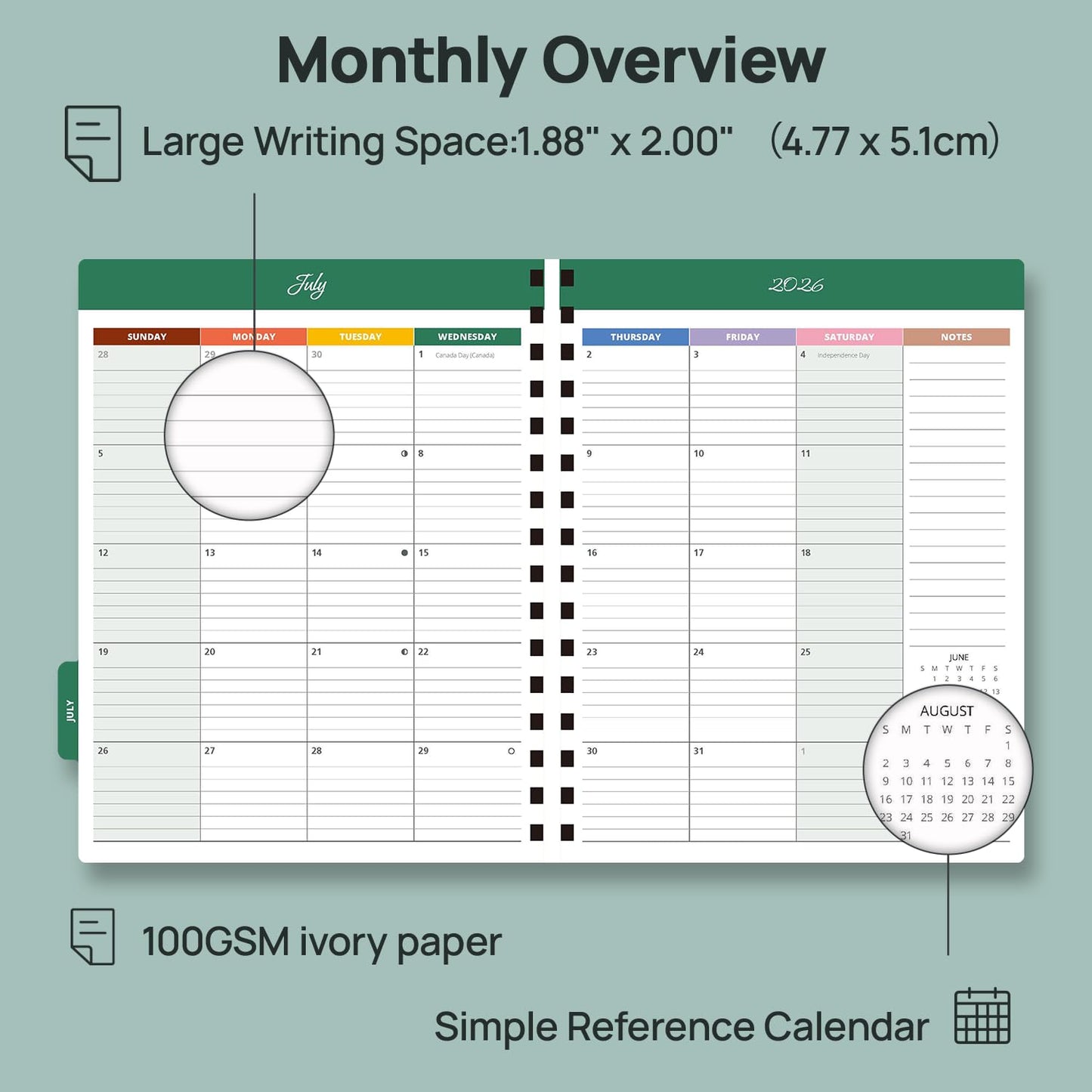POPRUN Teacher Planner 2026-2027 Academic Year, Large Size 8.5"x 11", Monthly and Weekly Calendar, July 2026 - June 2027, Plan book with Hardcover, Spiral Bound, School Supplies for Classroom - Pink