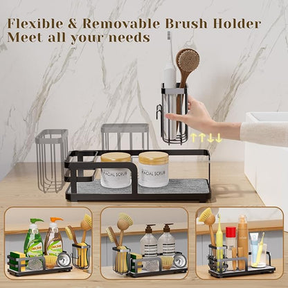 Kitchen Sink Caddy Organizer for Instant Dry, Rustproof Sponge Holder & Dish