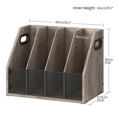 CHOEZON Wooden Desktop File Organizer with Removable Dividers, Mesh Front Panel for Paper, Mail, Magazine, Home Office Desk Storage, Easy Assembly, Greige MWJ06FH
