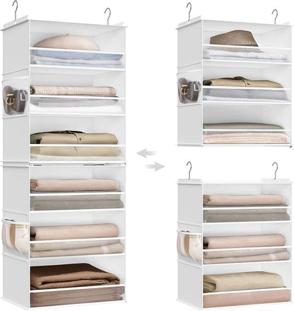 SONGMICS Hanging Closet Organizer, 6-Tier Fabric Storage Shelf, Separable