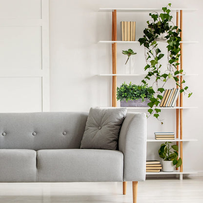 Winlyn Artificial Eucalyptus Plant in Rustic Rectangular Wooden Planter Box Faux Potted Herb Plant Greenery Arrangement for Farmhouse Indoor Wedding Table Centerpiece Mantel Shelf Kitchen Decor