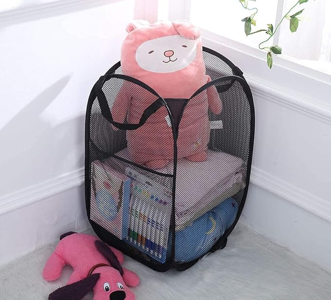 2 Pack Pop Up Laundry Hampers, Collapsible Mesh Laundry Basket, Foldable