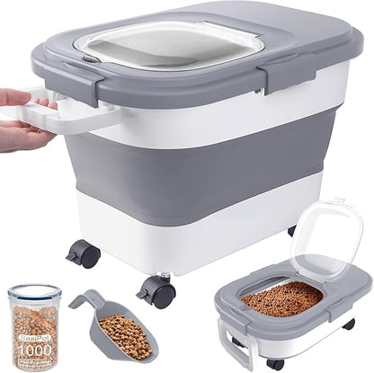 15-23 Lbs Airtight Dog Food Storage Container, Collapsible Dog Food Container