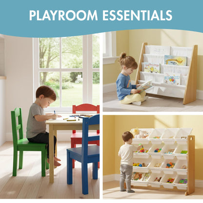 Humble Crew Kids Wooden Table and 4 Chairs Set, Natural/Primary - Kids Table and Chair Set for Toddlers and Children for Arts, Crafts, and Snack Time - Sturdy, Durable Toddler Activity Table