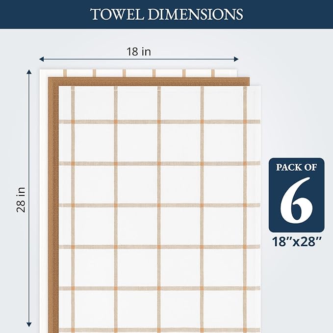 LANE LINEN Cotton Kitchen Towels and Dish Cloths Set, Quick-Drying Dish Towel