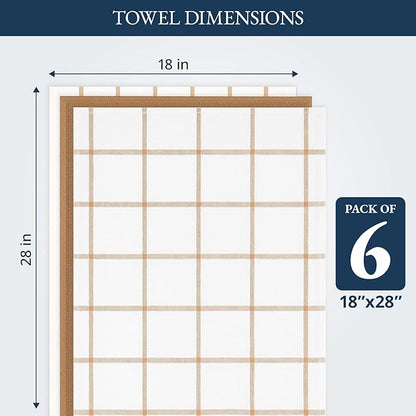 LANE LINEN Cotton Kitchen Towels and Dish Cloths Set, Quick-Drying Dish Towel