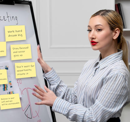 12 Pads Large Sticky Notes Yellow,3 x 5'' Self-Stick Notes Pads Recyclable,100 Sheets/Pad Super Sticking Power 76x127mm,1200 Sheets Clean Removal Sticky Notes Easy to Post for Note Taking,to Do Lists