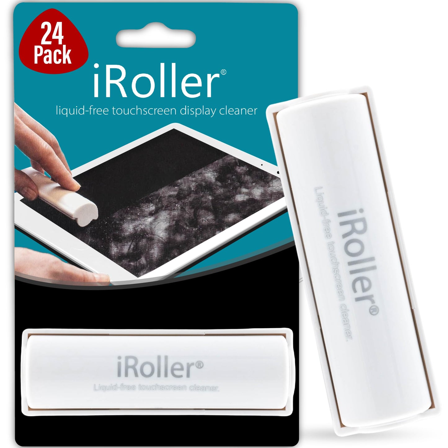 Screen Cleaner by iRoller - No Need for Spray or Wipes - Liquid Free iPad Screen Cleaner Roller Tool - Washable & Reusable - Phone Screen Cleaner Ideal for iPhone, Laptop, Computer Touchscreen - 3.5"