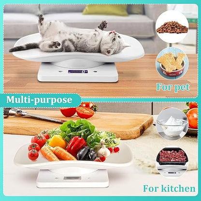 Digital Mini Pet Scale, Small Animal Weight Scale, Portable LCD Electronic Weighing Scale with Tray(Max. 22 lbs), Multifunction Kitchen Scale for Food/Puppy/Kitten/Lizard/Hamster/Tortoise/Whelping