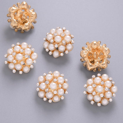 Jerler 10 Pcs Pearl Rhinestone Buttons Crystal Embellishments Sew on Clothing Buttons