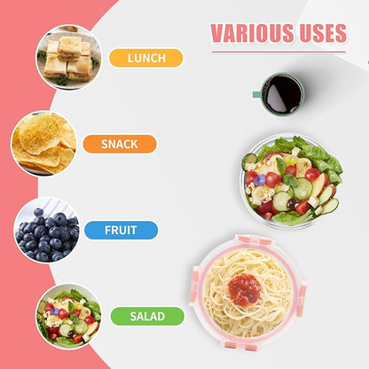 GULFLIN 12 Pack 13oz Small Glass Food Storage Containers with Lids Airtight, Leak-Proof Round Meal Prep Containers Set, Freezer to Microwave Safe, Dishwasher Safe