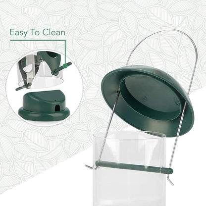 WILDLIFE FRIEND Green Grain Bird Feeder 12 Inches - With 4 Landing Spots for Birds - Hanging Bird Feeding Station - Grains Feeding Column - Wild Bird Feed Silo - Tube Bird Feeders for Outdoors Hanging