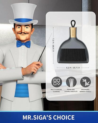 MR.SIGA Mini Dustpan and Brush Set, Portable Cleaning Brush and Dustpan Combo