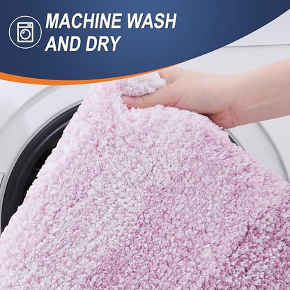 OLANLY Bathroom Runner Rugs Mat 59x24, Extra Soft Absorbent Microfiber Bath Rugs, Rubber Backing, Quick Dry, Long Bath Mats for Bathroom, Tub and Shower, Home Decor Accessories, Pinkish-Purple
