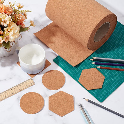 BENECREAT 19.68ftx7.8inch Cork Roll, 2mm Natural Cork Board Bulletin Board Corkboard Paper Sheets for Coaster, Wall Decoration, Party and DIY Crafts Supplies