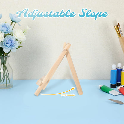 60 Pack 5 Inch Mini Wood Display Easel Artist Small Wooden Easel Stand Natural Wooden Mini Easels A-Shaped Small Wood Easels for Card Artist Photos Tabletop Phone Wedding