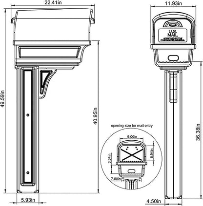 Architectural Mailboxes Gentry Mailbox with Post, Mocha, Large | Includes the matching post and all hardware. Durable plastic build with weather-resistant outdoor construction. USPS approved